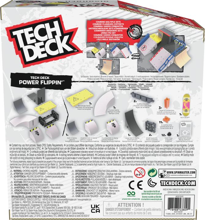 Actual product image Tech Deck X-Connect Starter Set - Power Flippin' Ramp Set with Authentic Fingerboard and Accessories (Multilingual)