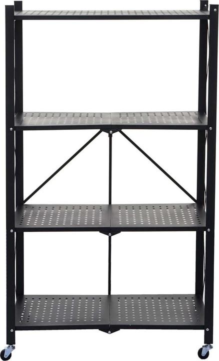 Produktbild Swisshandel24 Regal HWC-J85, Standregal Wohnregal, faltbar/klappbar Stahl schwarz, 4 Ebenen (126 x 71 x 36 cm)