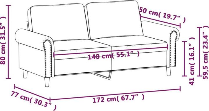 Actual product image VidaXL 2-seater sofa 140 cm velvet (2 person sofa)