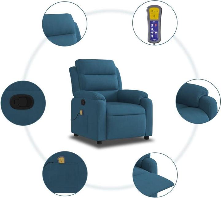 Immagine prodotto VidaXL Poltrona massaggiante Poltrona TV Poltrona relax Poltrona reclinabile Velluto blu