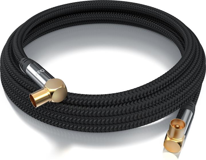 Produktbild Primewire HDTV Antennenkabel gewinkelt mit Braiding, Premium Koaxialkabel 135dB / 75 Ohm, TV Kabel, 4K HDTV (135 dB, Antennenkabel)