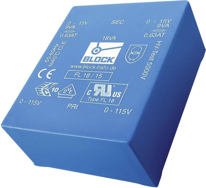 Block Transformer FL PCB 30VA 2x18V