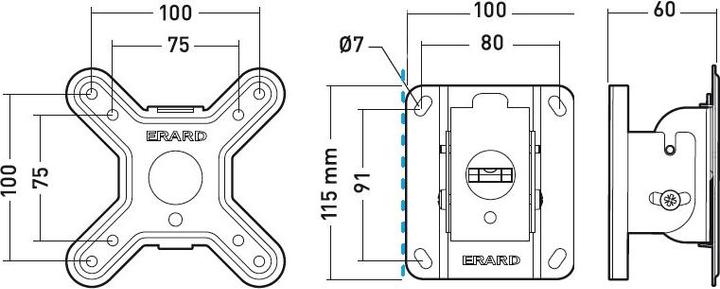 Actual product image Erard CLIFF 100T tiltable monitor wall mount 15-28 inch (Wall, 23", 15 kg)