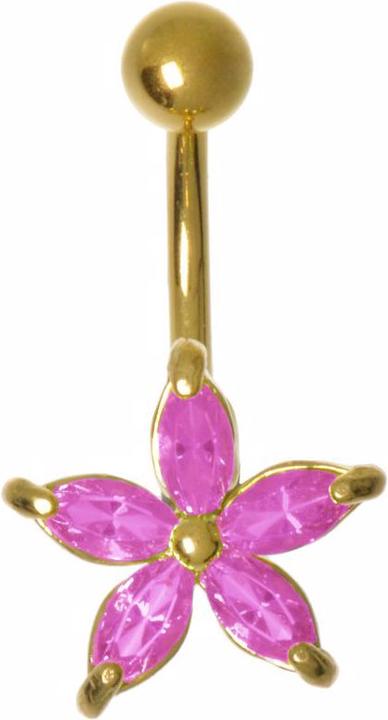 Bijouteria Bauchpiercing (Messing rhodiniert, PVD Beschichtung (goldfarbig), Zirkonia)