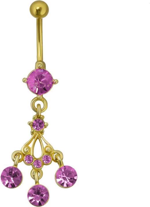 Produktbild Bijouteria Bauchpiercing (PVD Beschichtung (goldfarbig), Messing, Chirurgenstahl 316L, Kristall)