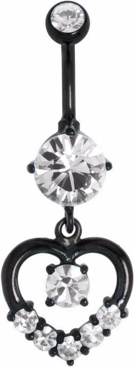 Bijouteria Bauchpiercing (Kristall, PVD Beschichtung (schwarz), Chirurgenstahl 316L)