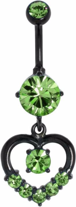 Bijouteria Bauchpiercing (Chirurgenstahl 316L, Kristall, PVD Beschichtung (schwarz))