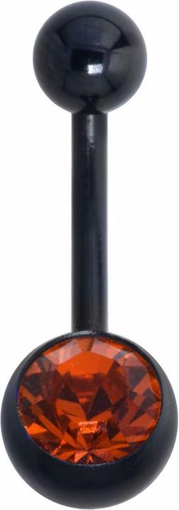 Bijouteria Bauchpiercing (PVD Beschichtung (schwarz), Titan, Kristall)