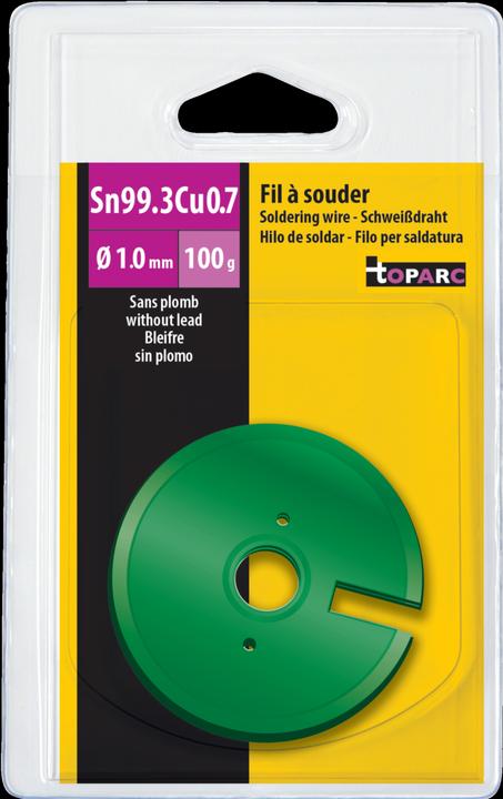 Image du produit GYS Bobine de fil de soudure, 99 % étain, Ø 1,0 mm, 100 g (Distributeur de fil de soudure)