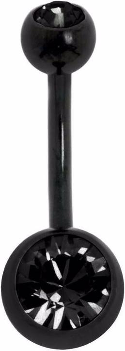 Bijouteria Bauchpiercing (Kristall, PVD Beschichtung (schwarz), Titan)