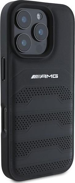 Immagine prodotto Mercedes AMG AMHCP16XGSEBK Custodia rigida iPhone 16 Pro Max 6,9" in pelle con linee in rilievo e logo nero (Apple iPhone 16 Pro Max)