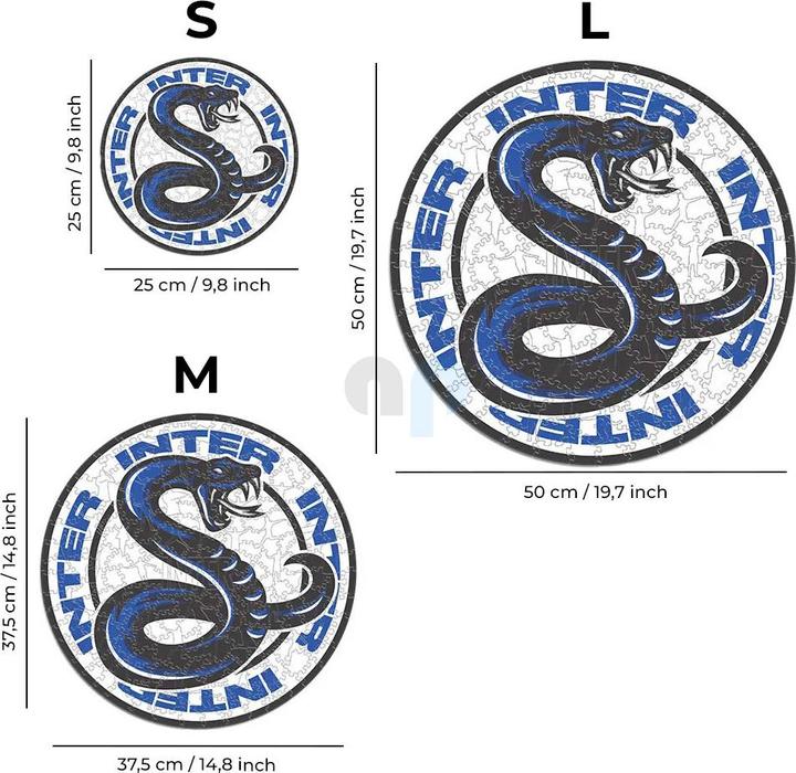 Actual product image Iconic FC Inter Milan - Logo with snake - Wooden Puzzle Size M (270 pieces) (270 pieces)