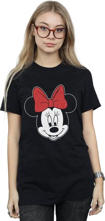Disney Womens/Ladies Minnie Mouse Head Cotton Boyfriend T-Shirt