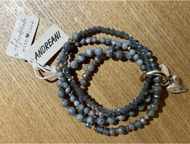 Andreani Armband aus echtem Picasso Jaspis mit Herzanhänger Gold von (19 cm)