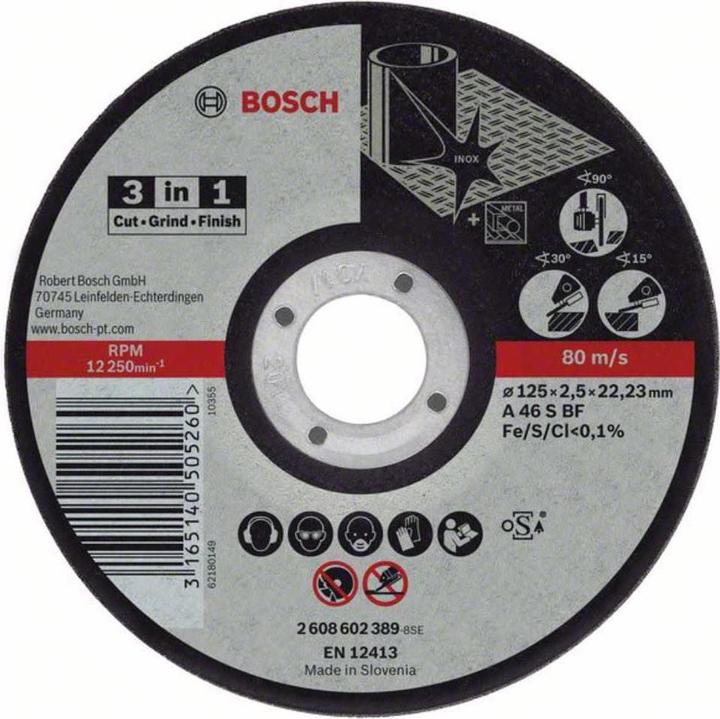 Immagine prodotto Bosch Professional Zubehör Disco PRO in acciaio inox e metallo 3 in 1, 115 x 2,5 x 22,23 mm