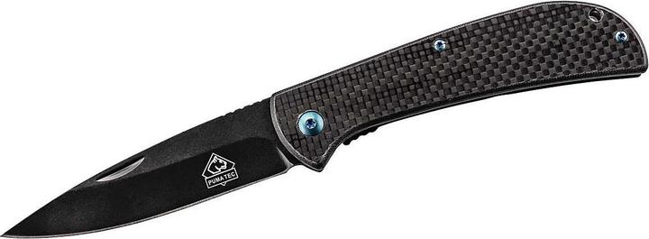 Produktbild PumaTec Taschenmesser Heftlänge 113 mm Klingenlänge 90 mm Länge geöffnet 203 mm rostfrei Carbon-Griffschale (9 cm)