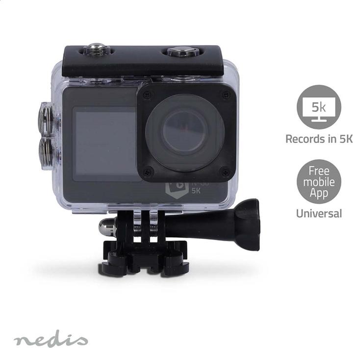 Actual product image Nedis Action Cam | Dual screen | 5K@30fps | 16 MPixel | Waterproof up to: 30.00 m | 80 min | Wi (30p, Wi-Fi)