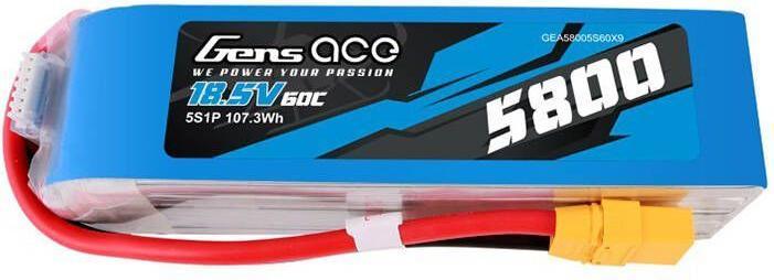Actual product image Gens Ace 5800mAh 60C 18.5V 5S1P Lipo Battery Pack with XT90 plug (18.50 V, 5800 mAh)