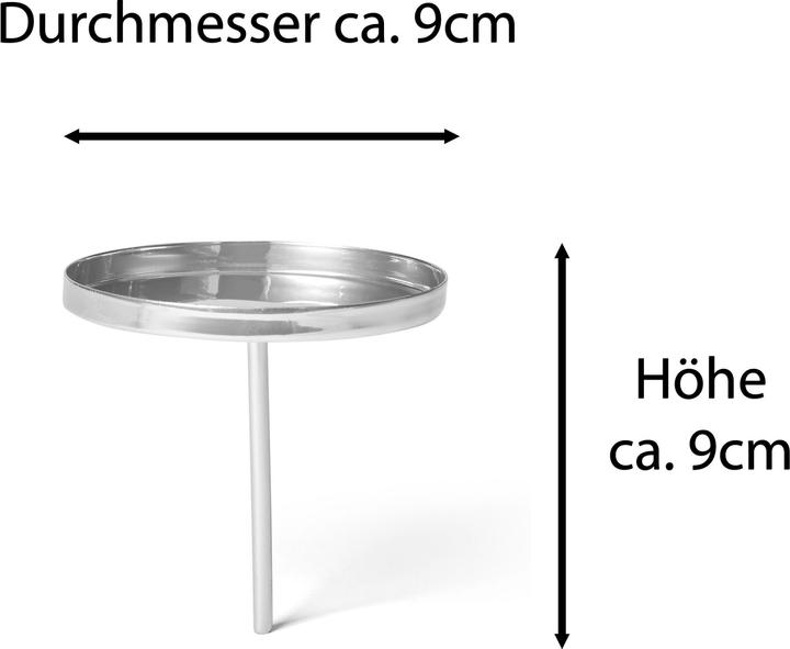 Produktbild Novaliv 8x Kerzentülle ohne Dorn 9cm SILBER Kerzenteller zur Dekoration Adventskranzdekor Stecken