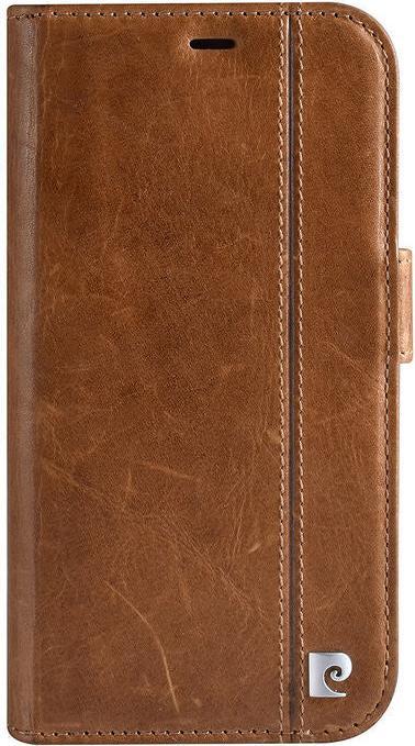 Actual product image Pierre Cardin Case iPhone 13 Mini - Genuine leather book case brown & 2 card slots (Apple iPhone 13 mini)
