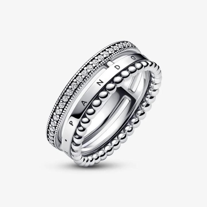 Produktbild Pandora Signature Logo Pavé & Beads Ring (54, 925 Silber)