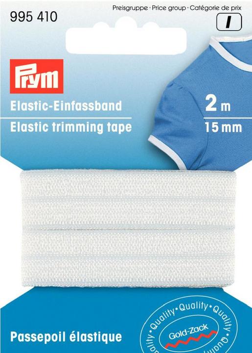 Actual product image Prym Folding tape elastic, white 15 mm, card 2 m