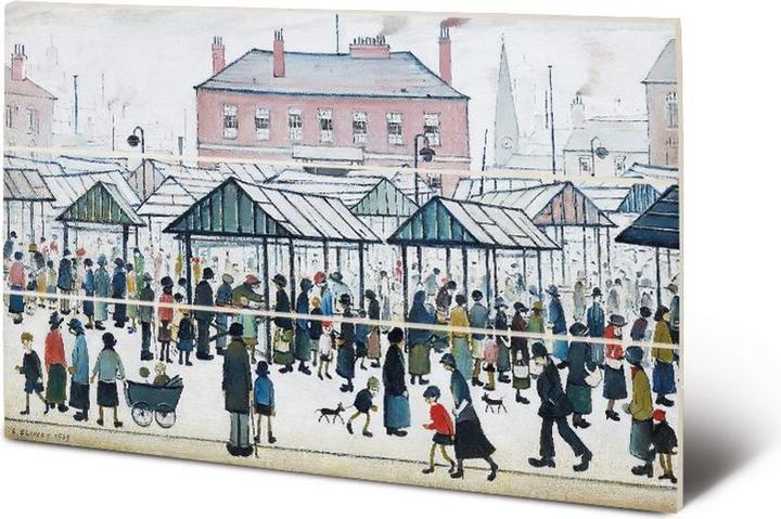 Produktbild L.S. Lowry Marktszene Nordstadt 1939 Holzschnitt