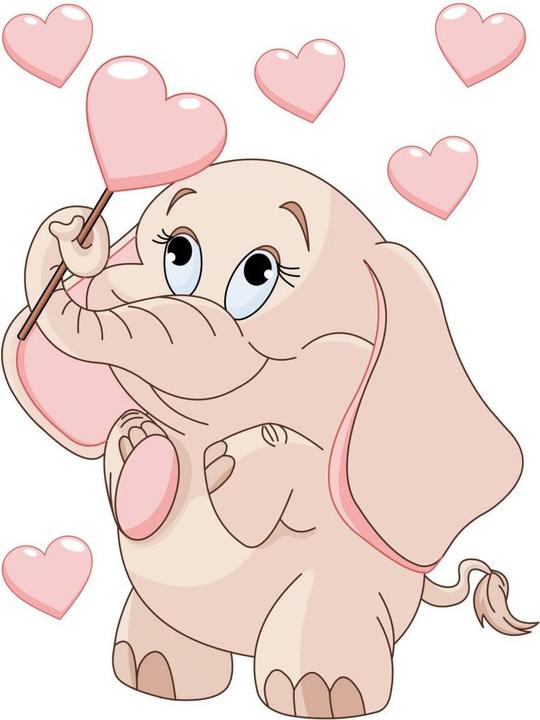 Image du produit Trenddeko Bébé éléphant avec des coeurs (30 x 40 cm)