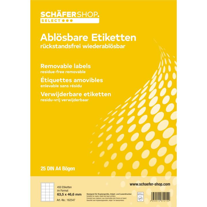 Immagine prodotto Schäfer Shop Etichette universali, rimovibili, 63,5 x 46,6 mm, 450 pezzi