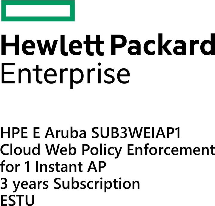 HPE E Aruba SUB3-WE-IAP-1, Cloud Web Policy Enforcement, per 1 Instant AP, abbonamento di 3 anni, E-STU (1 Dispositivi, 36 mesi)