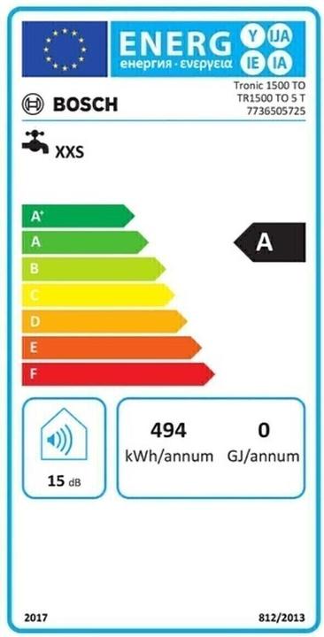 Energielabel Bosch Home Comfort TR1500TO 5 T Klein voorraadreservoir 5 l voor montage onder de gootsteen, EEK:A
