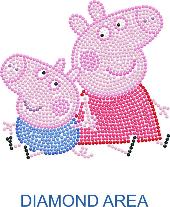 Produktbild Diamond Dotz DOTZIES® Original Diamond Painting Set Peppa Pig mit 6 Motiven: 2 Bilder 15 x 15 cm, 2 Armbänder, 2