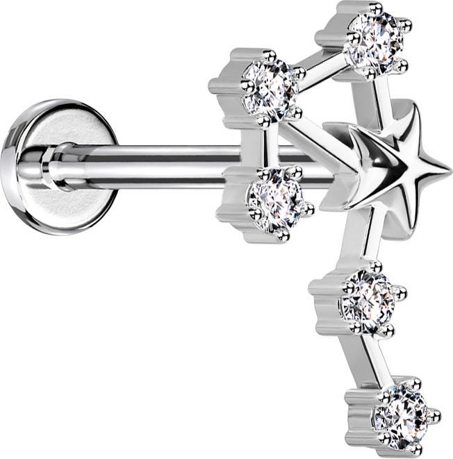 Immagine prodotto Star Piercing Micro Labret Filo Interno Argento Zodiaco Bilancia con Cristalli (Acciaio chirurgico 316L, Ottone)