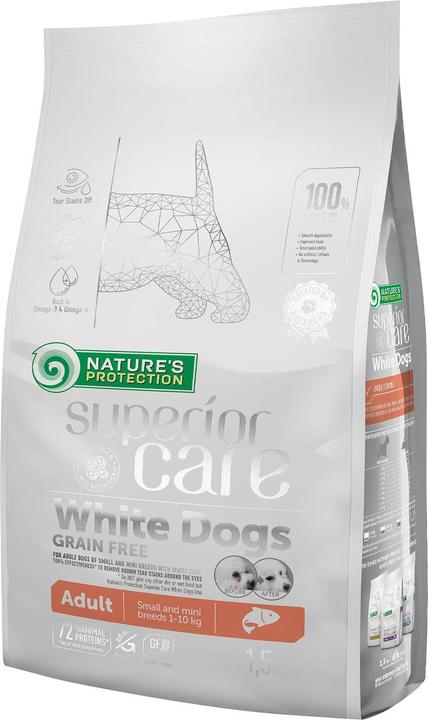 Produktbild Natures Protection White dogs Getreidefrei Lachs Erwachsene Kleine und Zwerghunde 1,5 kg (Adult, 1.50 Stk., 1500 g)