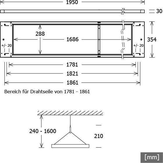 Actual product image LTS PIANO-P 195.1030/DALI pendant luminaire (11790 lm)