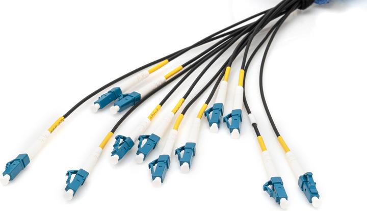 Produktbild Digitus Vorkonfektionierte Glasfaser Universal Breakout Kabel, Multimode OS2, 12 Fasern, LC/UPC - LC/UPC (LSOH, 150 m)