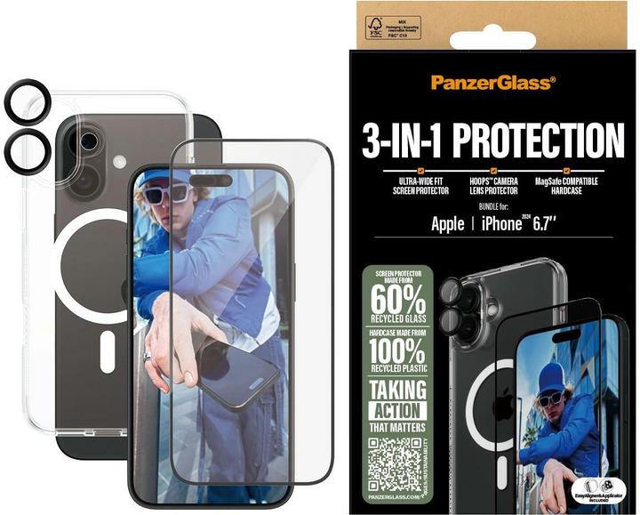PanzerGlass Bundle Ultra Wide FIt Glass + Case + Lens (1 Stück, Apple iPhone 16 Plus)