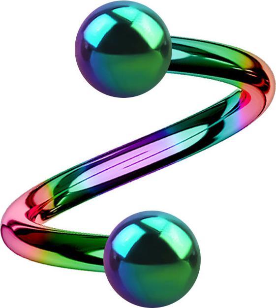 Image du produit Star Piercing Micro spirale colorée avec deux boules (Acier chirurgical 316L, sans laiton)