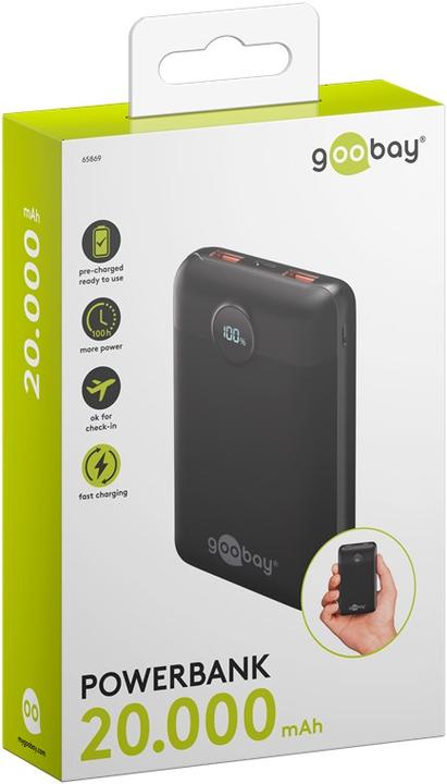 Image du produit Goobay Banque d'énergie compacte 20 000 mAh (20 mAh, 22.50 W, 77 Wh)