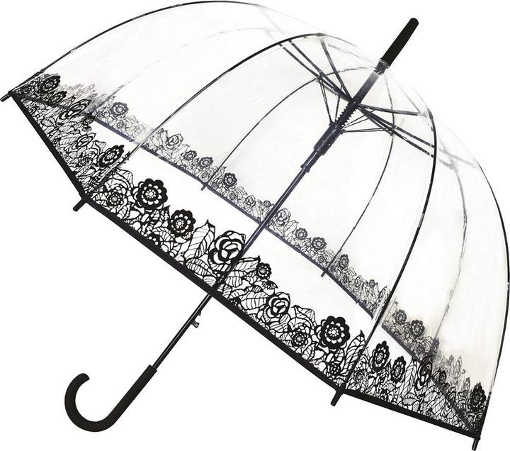 Immagine prodotto Smati ombrello automatico trasparente a forma di campana con bordo rosa nero - ombrello da donna