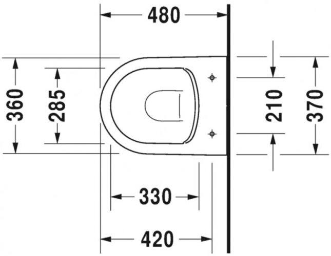 Actual product image Duravit WWC ME by Starck COMPACT RIMLESS deep, 370x480mm white