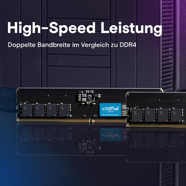 Actual product image Crucial CT2K64G56C46U5 (2 x 64GB, 5600 MHz, DDR5 RAM, U-DIMM)