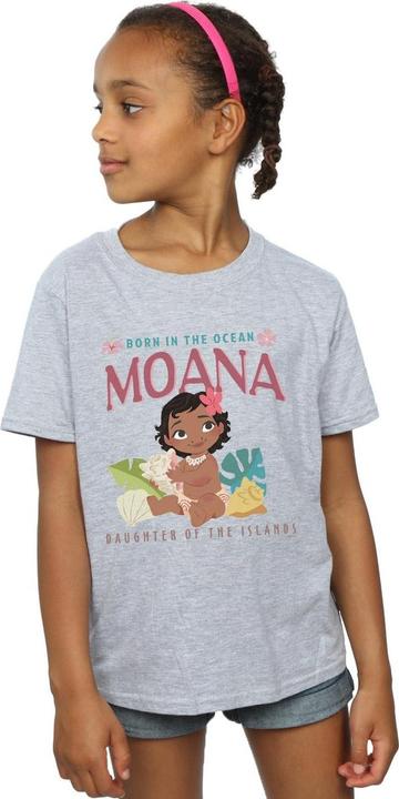 Actual product image Disney Girls Moana Born In The Ocean Cotton T-Shirt (104)