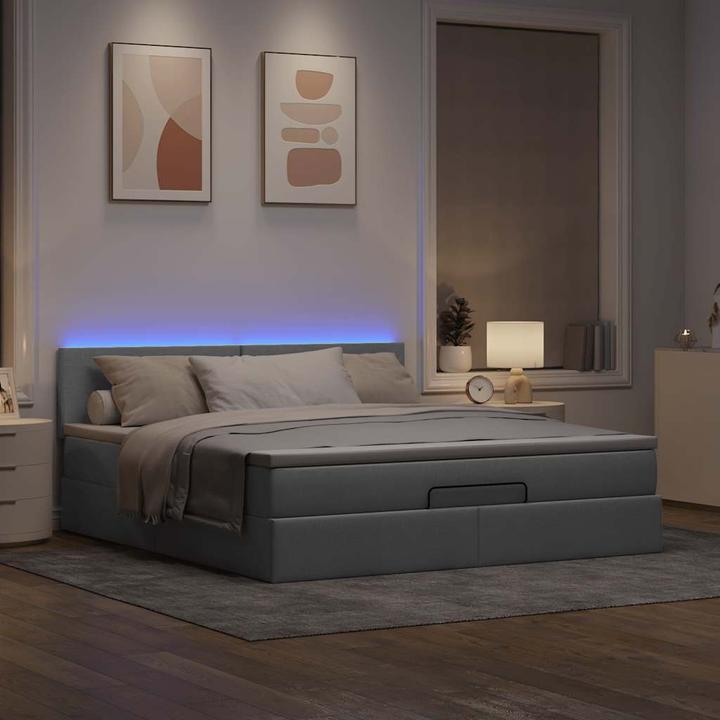Image du produit VidaXL Ottoman-lit avec matelas Gris clair 90x190 cm Tissu (90 x 190 cm)