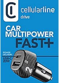 Immagine prodotto Cellularline Car Multipower 2 FAST+ - iPhone, Samsung, Huawei and other Smartphones and Tablets