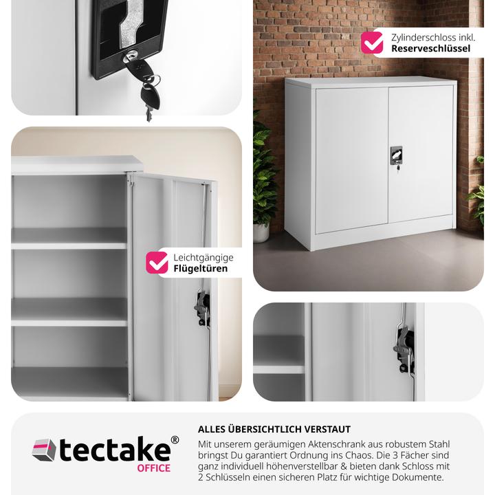 Produktbild tectake Aktenschrank mit 3 Böden (90 x 40 x 90 cm)