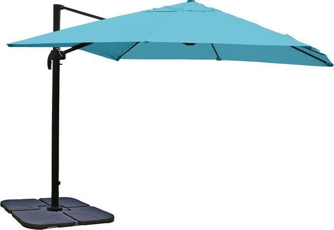 Mendler Gastronomy traffic light umbrella, parasol, 3x3m (Ø4,24m) polyester/aluminium 23kg - turquoise with (0.76 m)