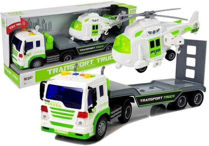 Produktbild Lean Toys 1:16 batteriebetriebener Transporter mit Hubschrauber