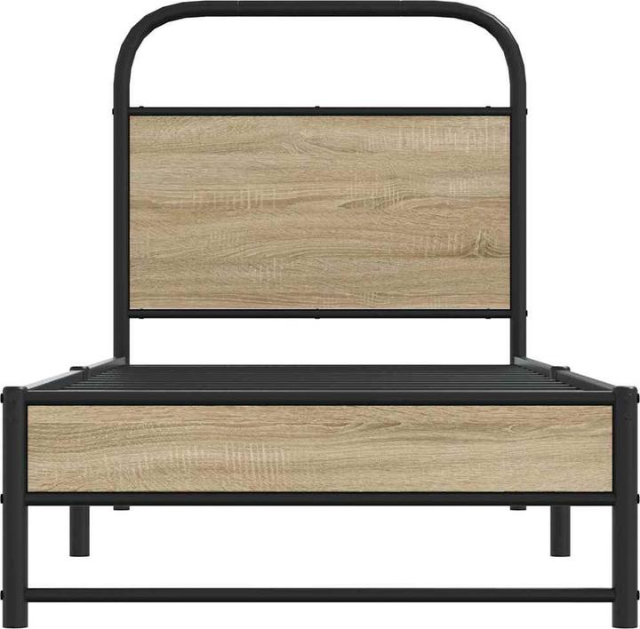 Produktbild VidaXL Bettgestell ohne Matratze 90x200 cm Räuchereiche Holzwerkstoff (90 x 200 cm)