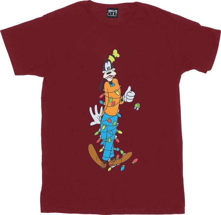 Actual product image Disney Womens/Ladies Goofy Christmas Lights Cotton Boyfriend T-Shirt (XXL)